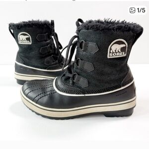 Sorel | Tivoli Snow Boots Black Waterproof Faux Fur Winter Lace Up Women’s 6